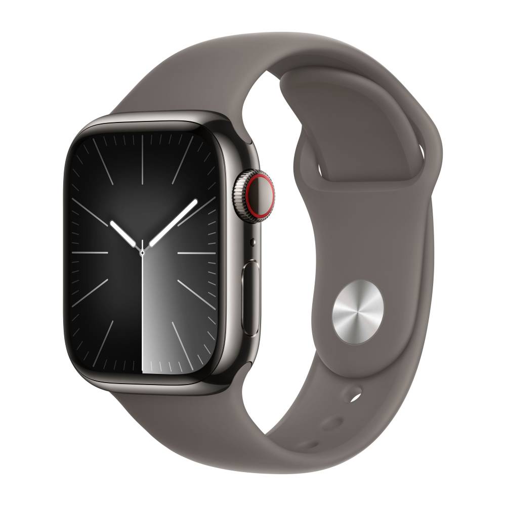 Apple Watch 9 Graphite Stainless Steel 45mm Clay band