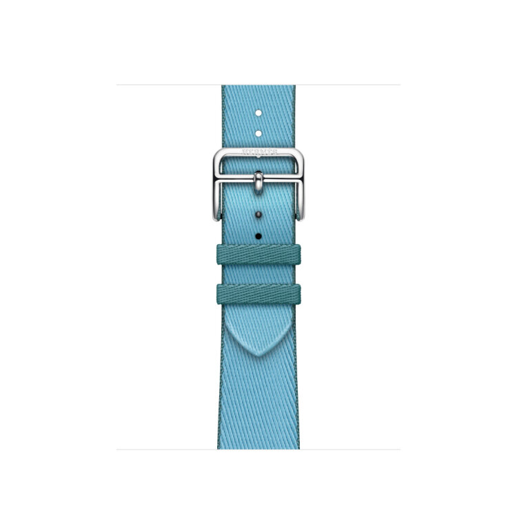 Ремешок Hermes для Apple Watch 42mm Twill Jump Single Tour - Голубой (Bleu Céleste/Bleu Jean)