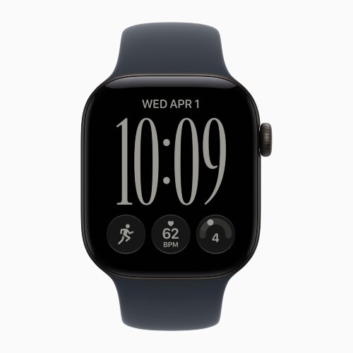 Apple Watch Series 12 46mm, Black Aluminum Case with Sport Band - Navy Blue