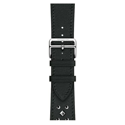 Apple Watch Hermes Series 12 42mm, кожаный черный ремешок с клепками