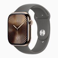 Apple Watch Series 10 46mm, Gold Titanium Case with Sport Band - Stone Gray