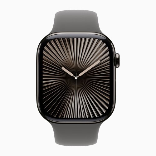 Apple Watch Series 10 46mm, Gold Titanium Case with Sport Band - Stone Gray