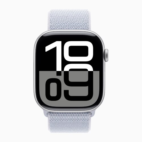 Apple Watch Series 10 42mm, Silver Aluminum Case with Sport Loop - Blue Cloud