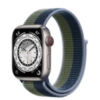 Apple Watch Series 7 41 мм Титан, спортивный браслет «Синий омут/зелёный мох»