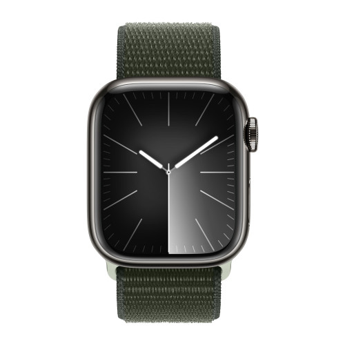 Apple Watch Series 9 41mm, Graphite Stainless Steel Case with Sport Loop - Cypress