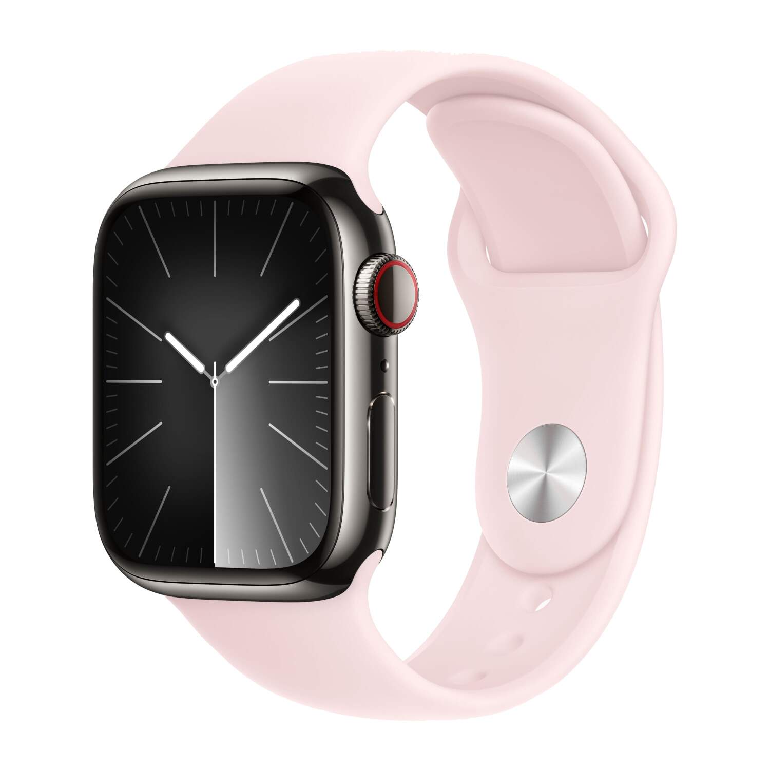 Apple Watch Series 9 45mm Graphite Stainless Steel Case with Sport Band Light Pink
