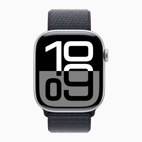 Apple Watch Series 10 42mm, Silver Aluminum Case with Sport Loop - Ink