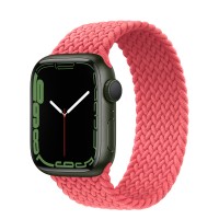 Apple Watch Series 7 41 мм, зеленый алюминий, плетеный монобраслет «Розовый пунш»