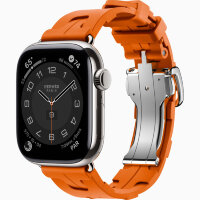 Apple Watch Hermes Series 11 46mm, спортивный ремешок Kilim оранжевый