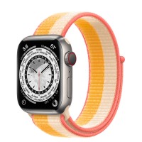 Apple Watch Series 7 41 мм Титан, спортивный браслет «Спелый маис/белый»