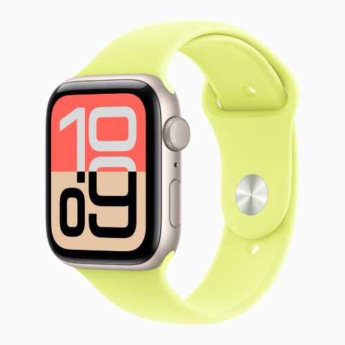 Apple Watch SE 3 40mm, Starlight Aluminum Case with Sport Band - Neon Yellow