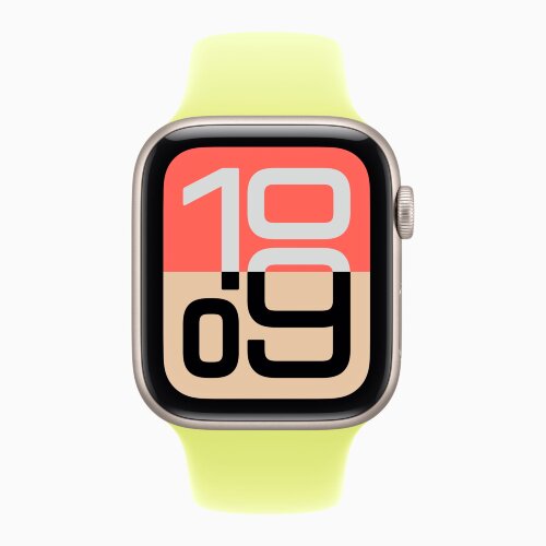 Apple Watch SE 3 40mm, Starlight Aluminum Case with Sport Band - Neon Yellow