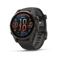Умные часы Garmin Fenix 8 43mm, AMOLED, Sapphire, Carbon Gray DLC Titanium, Black/Pebble Gray Silicone Band
