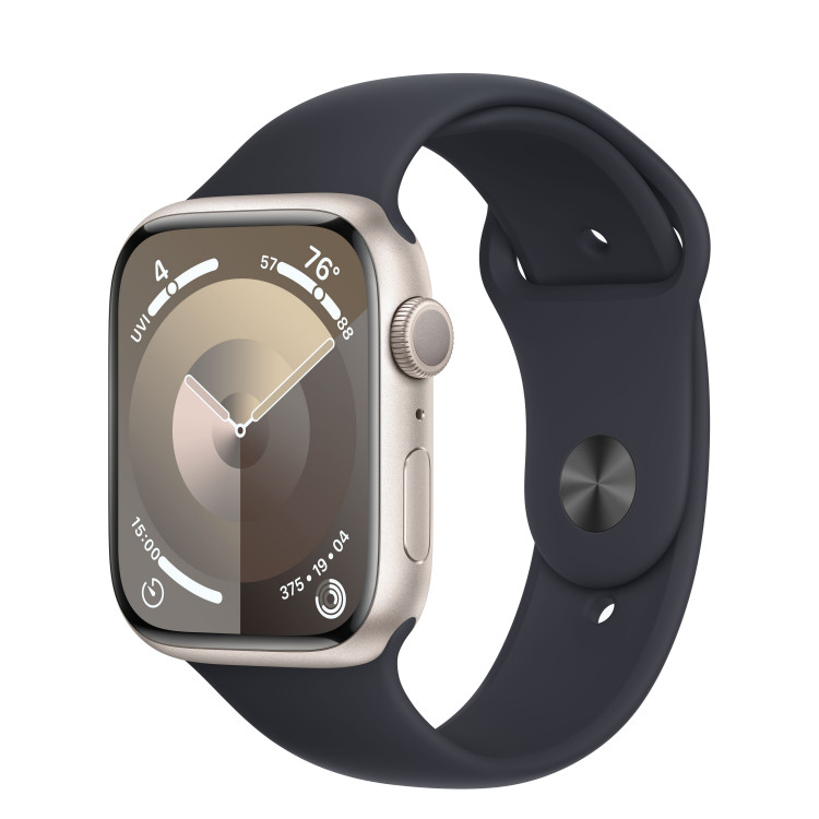 Apple Watch Series 9 41mm, Starlight Aluminum Case with Sport Band - Midnight