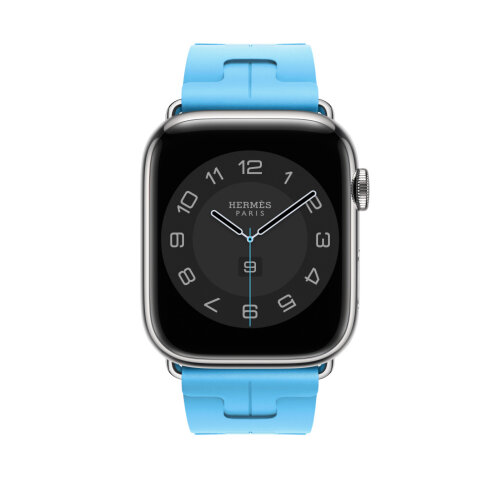 Ремешок Hermes для Apple Watch 45mm Kilim Single Tour - Голубой (Bleu Céleste)