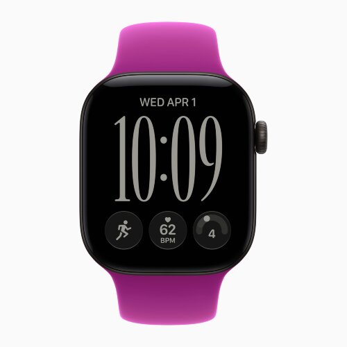 Apple Watch Series 12 46mm, Black Aluminum Case with Sport Band - Magenta