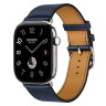 Apple Watch Hermes Series 12 46mm, классический кожаный ремешок темно-синего цвета