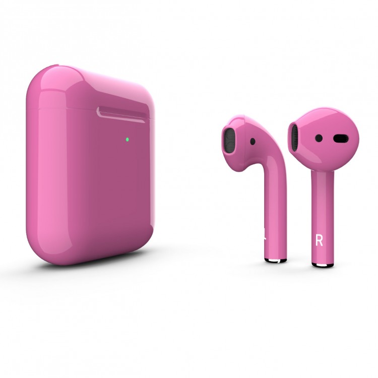 AirPods 2 розовые глянцевые с беспроводным футляром (2019)