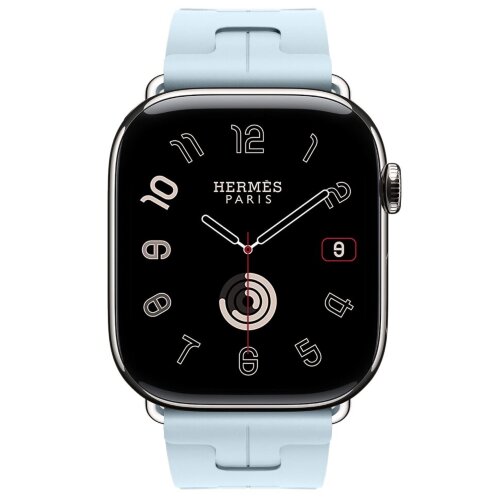 Apple Watch Hermes Series 11 46mm, спортивный ремешок Kilim светло-голубой