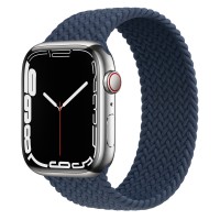 Apple Watch Series 7 45 мм, Silver Stainless Steel, плетеный монобраслет «Синий омут»