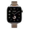Apple Watch Hermes Series 11 42mm, тонкий кожаный ремешок светло-коричневого цвета