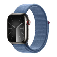 Apple Watch Series 9 41mm, Graphite Stainless Steel Case with Sport Loop - Winter Blue