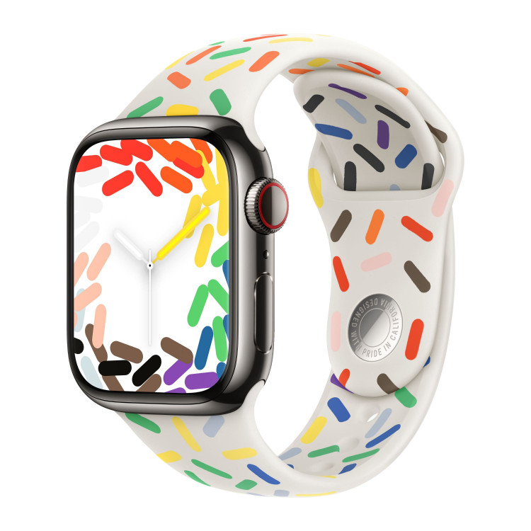 Apple Watch Series 9 45mm, Graphite Stainless Steel Case with Sport Band - Pride Edition