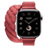 Apple Watch Hermes Series 10 42mm, двойной ремешок из трикотажа гранатовый