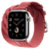 Apple Watch Hermes Series 10 42mm, двойной ремешок из трикотажа гранатовый