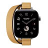 Apple Watch Hermes Series 12 42mm, двойной тонкий кожаный ремешок соломенного цвета