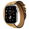 Apple Watch Hermes Series 12 42mm, двойной тонкий кожаный ремешок соломенного цвета