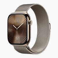 Apple Watch Series 10 42mm, Gold Stainless Steel,  Natural Milanese Loop