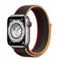 Apple Watch Series 7 41 мм Титан, спортивный браслет «Тёмная вишня/зелёный лес»