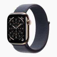 Apple Watch Series 11 42mm, Gold Titanium Case with Sport Loop - Anchor Blue