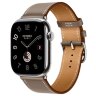 Apple Watch Hermes Series 11 46mm,  ремешок классический кожаный светло-коричневого цвета
