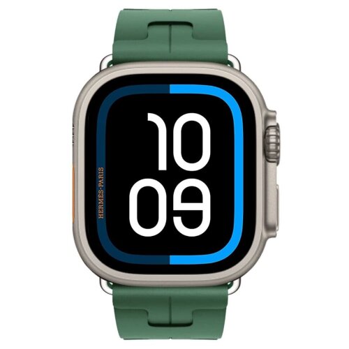 Apple Watch Ultra 3 Hermes 49mm Titanium, спортивный ремешок  Kilim зеленый