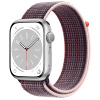 Apple Watch Series 8 45mm, Silver Aluminum Case with Sport Loop - Elderberry