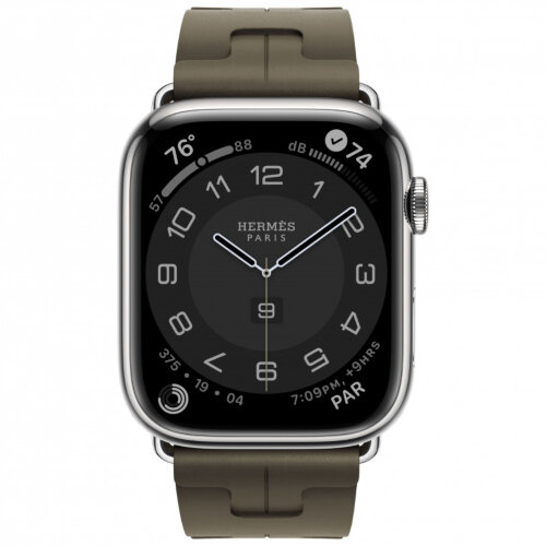 Apple Watch Hermes Series 9 45mm, спортивный ремешок Kilim хаки