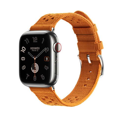 Ремешок Hermes для Apple Watch 42mm Orange Tricot Single Tour - Оранжевый