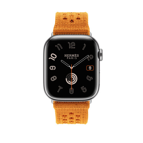 Ремешок Hermes для Apple Watch 42mm Orange Tricot Single Tour - Оранжевый