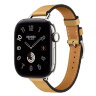 Apple Watch Hermes Series 12 42mm, тонкий кожаный ремешок соломенного цвета