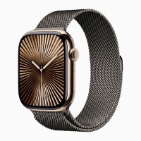 Apple Watch Series 10 42mm, Gold Stainless Steel,  Slate Milanese Loop