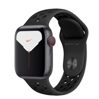 Apple Watch series 5 Nike+, 40 мм GPS + Cellular, алюминий "серый космос", черный антрацитовый спортивный ремешок