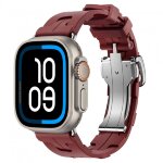 Apple Watch Ultra 3 Hermes 49mm Titanium, спортивный ремешок  Kilim красный