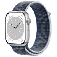 Apple Watch Series 8 45mm, Silver Aluminum Case with Sport Loop - Storm Blue