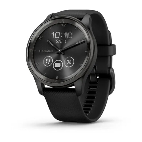 Умные часы Garmin Vivomove Trend 40mm, Slate Stainless Steel Bezel, Black Case and Silicone Band