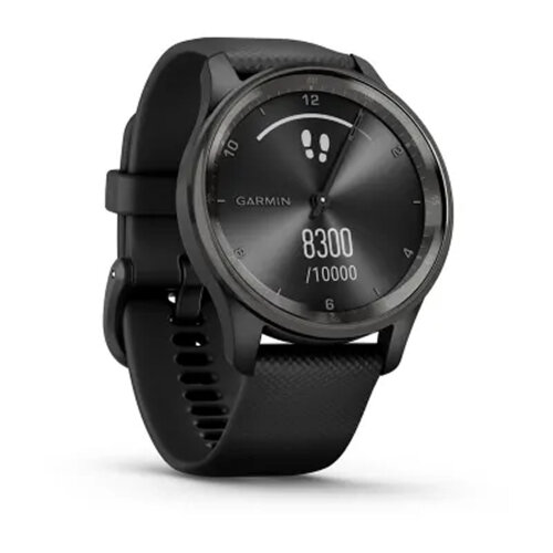 Умные часы Garmin Vivomove Trend 40mm, Slate Stainless Steel Bezel, Black Case and Silicone Band