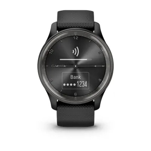 Умные часы Garmin Vivomove Trend 40mm, Slate Stainless Steel Bezel, Black Case and Silicone Band