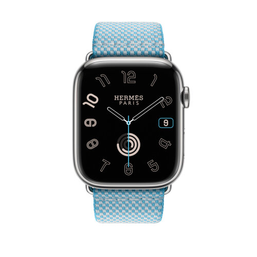 Ремешок Hermes для Apple Watch 45mm Toile H Single Tour - Голубой (Bleu Céleste/Écru)