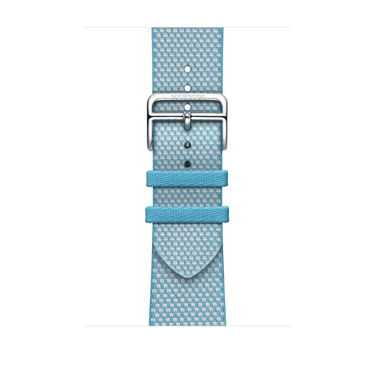 Ремешок Hermes для Apple Watch 46mm Toile H Single Tour - Голубой (Bleu Céleste/Écru)